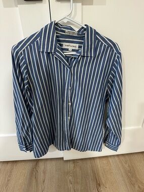 Shirtworks Blue & White Vertical Stripe Button-Up Shirt